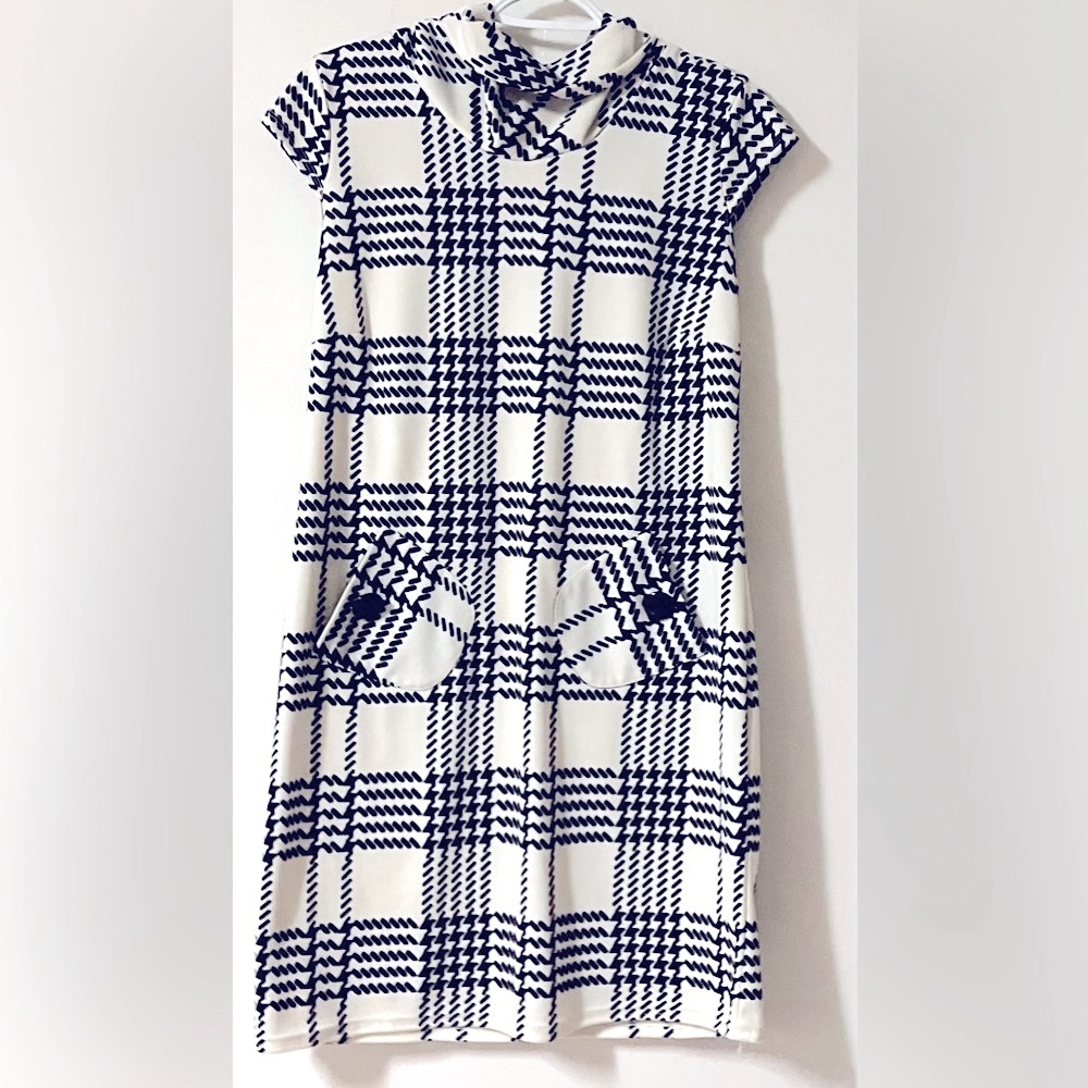Black and Ivory Plaid Mini Dress Size M